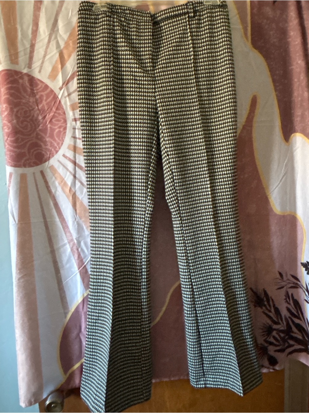 Rachel Zoe Black and White Houndstooth Boot-Cut Pants
